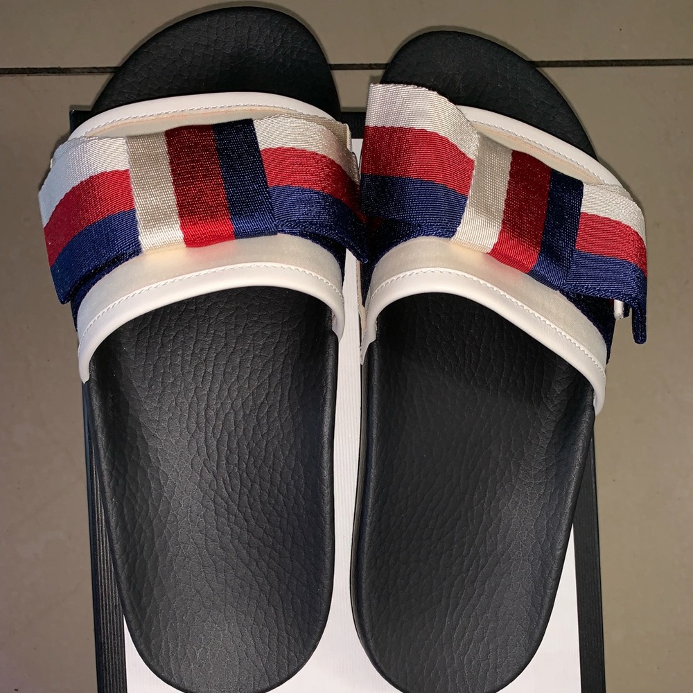 Gucci Women's Pursuit Satin Slides With Bow